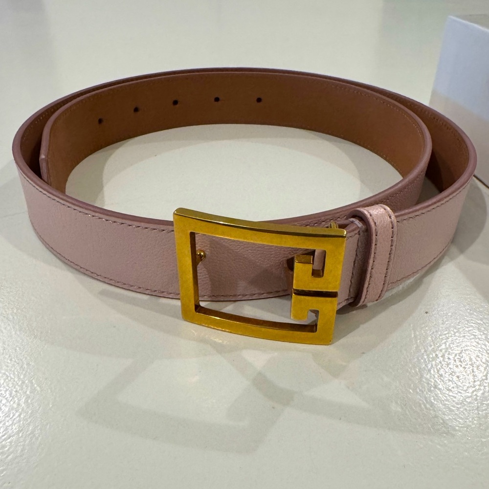 Givenchy Pink Leather Belt with Gold Buckle
